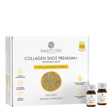 Collagen Shot Premium+, 13 000 mg kolagenu rybiego, 30 szt., smak mango