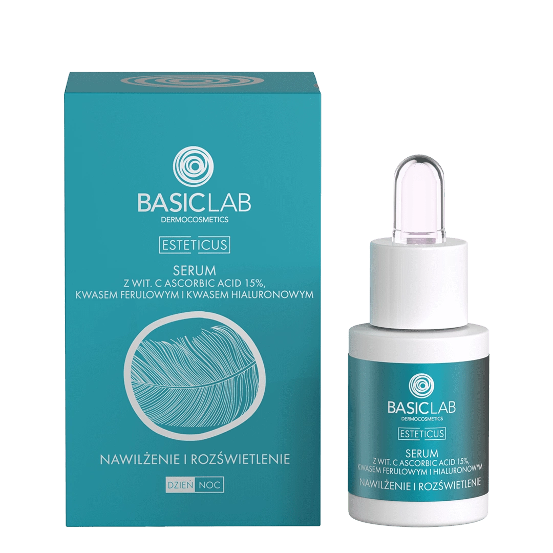 BasicLab Serum z witaminą C 15% Nawilżenie i Rozświetlenie
